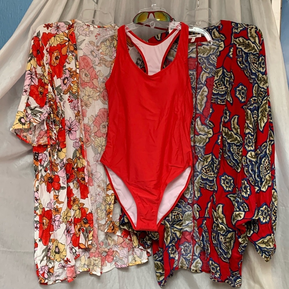 Red swimsuit combo